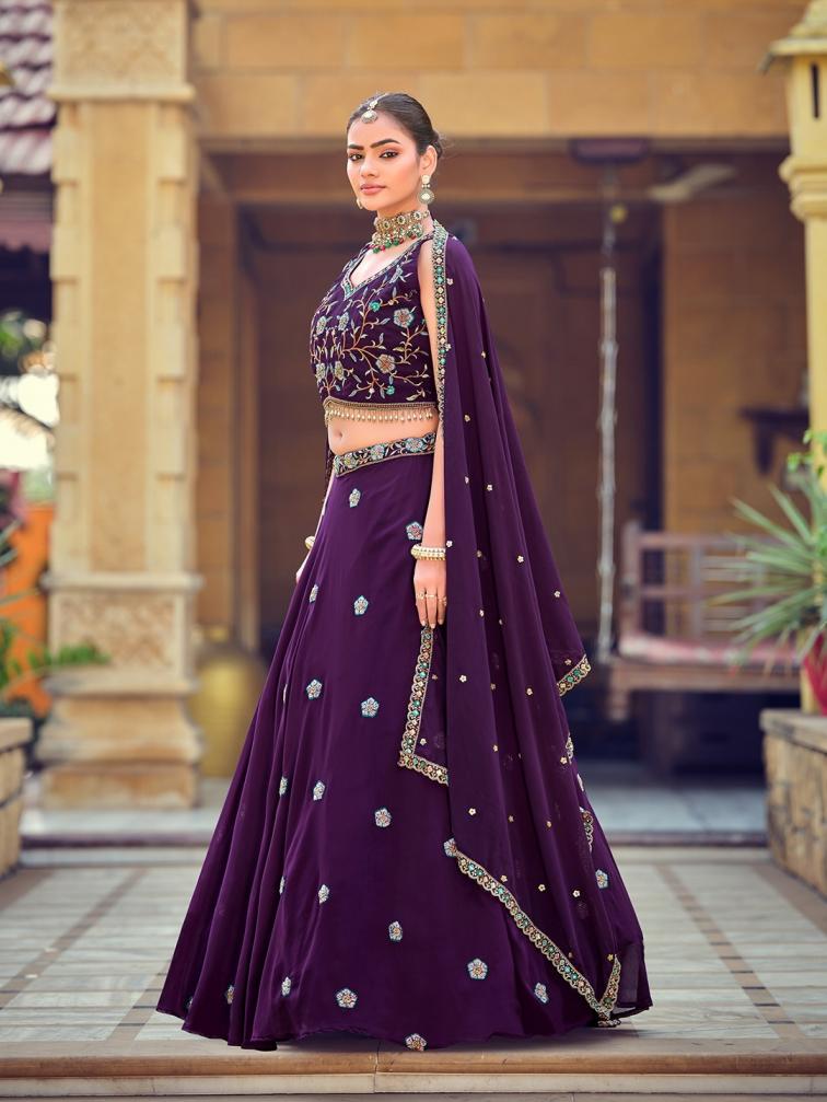 PR 9STAR FASHION RASHA VOL-1  GEORGETTE WITH EMBRODERY WORK AND BEADS WORK DESIGNER LEHENGA CHOLI 