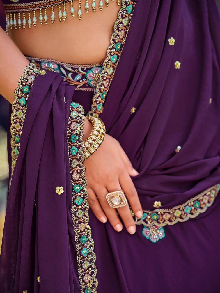 PR 9STAR FASHION RASHA VOL-1  GEORGETTE WITH EMBRODERY WORK AND BEADS WORK DESIGNER LEHENGA CHOLI 