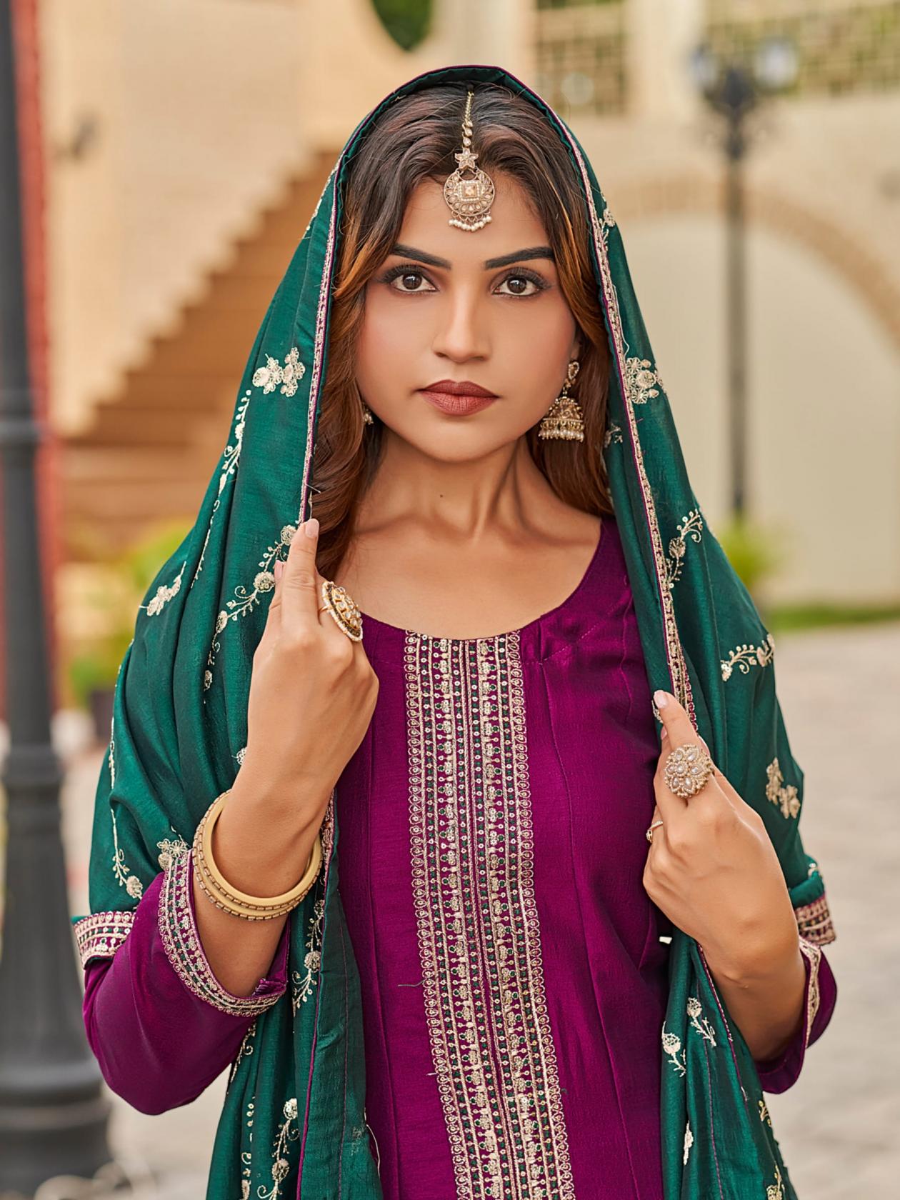 aanchi plus jalsa vichitra silk readymade unique big size combo suit for womens 