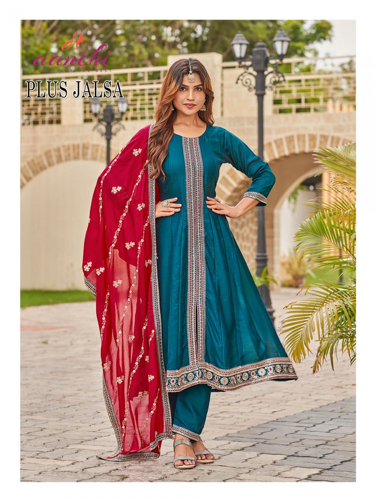 aanchi plus jalsa vichitra silk readymade unique big size combo suit for womens 