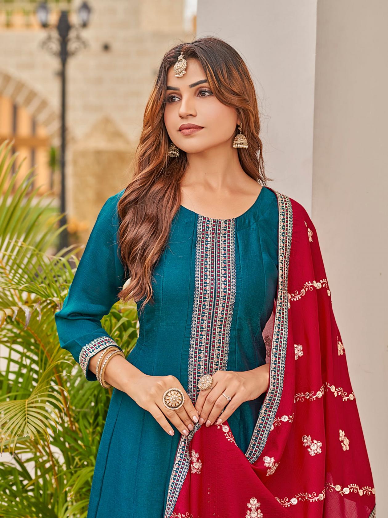 aanchi plus jalsa vichitra silk readymade unique big size combo suit for womens 