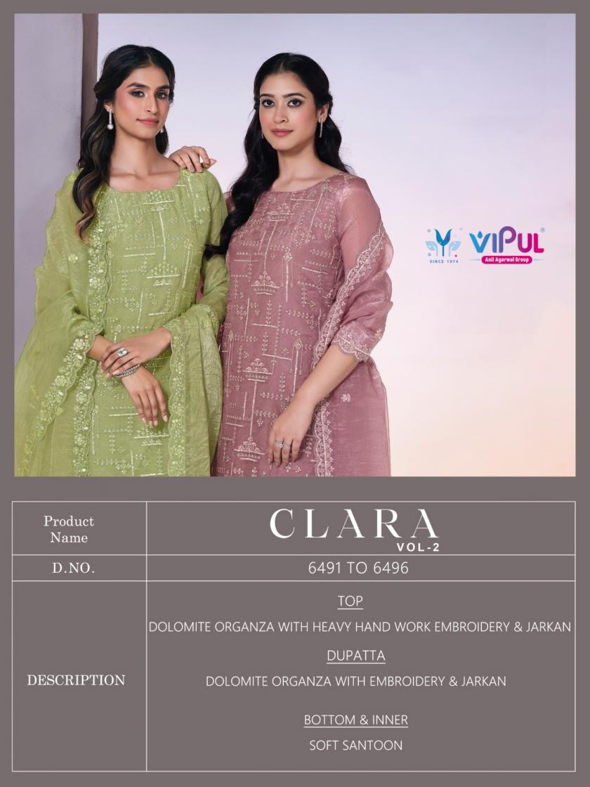 clara vol 2 by vipul dolomite organza shop trendy salwar kameez 