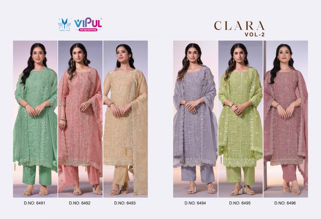 clara vol 2 by vipul dolomite organza shop trendy salwar kameez 