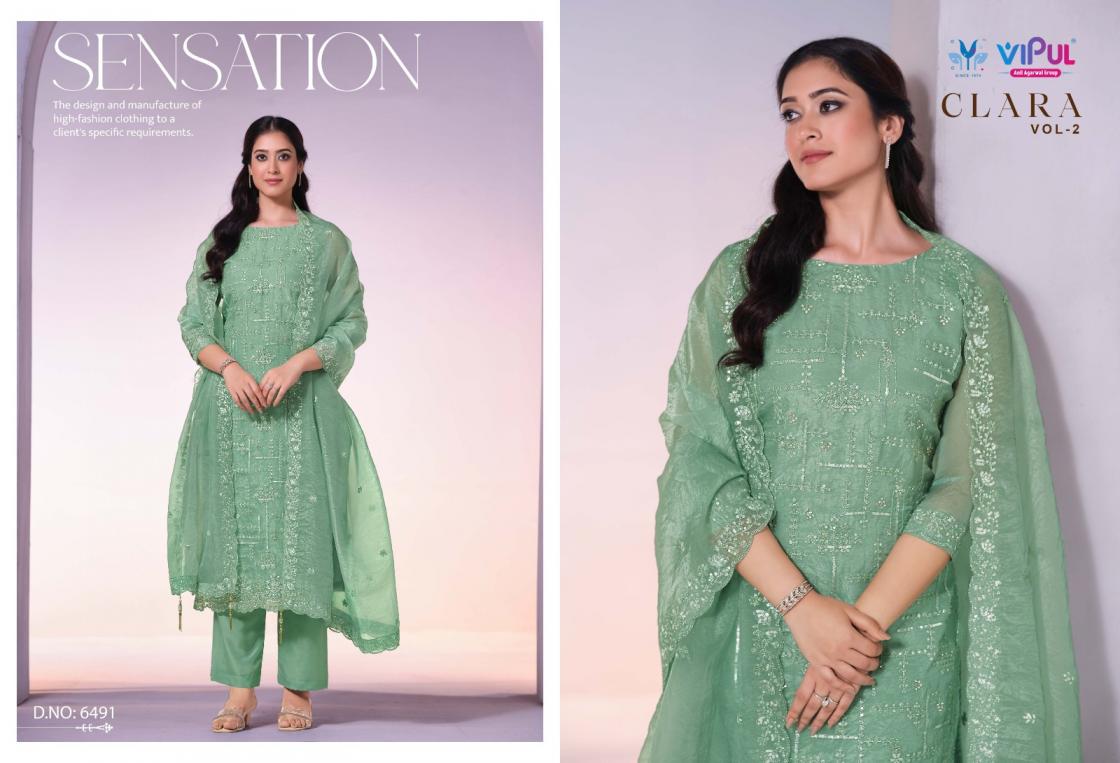 clara vol 2 by vipul dolomite organza shop trendy salwar kameez 