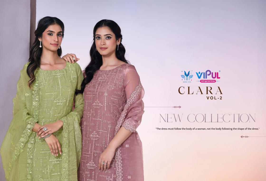 clara vol 2 by vipul dolomite organza shop trendy salwar kameez 