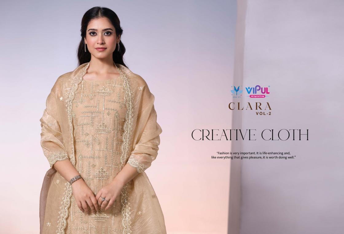 clara vol 2 by vipul dolomite organza shop trendy salwar kameez 