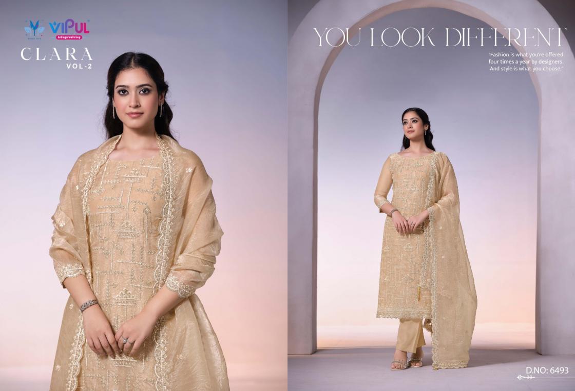 clara vol 2 by vipul dolomite organza shop trendy salwar kameez 