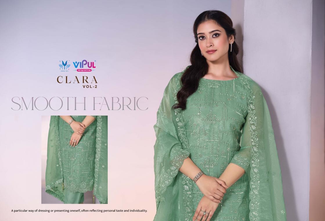 clara vol 2 by vipul dolomite organza shop trendy salwar kameez 