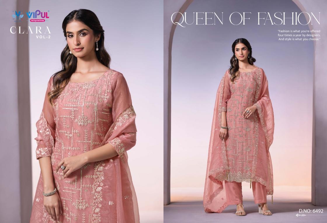 clara vol 2 by vipul dolomite organza shop trendy salwar kameez 