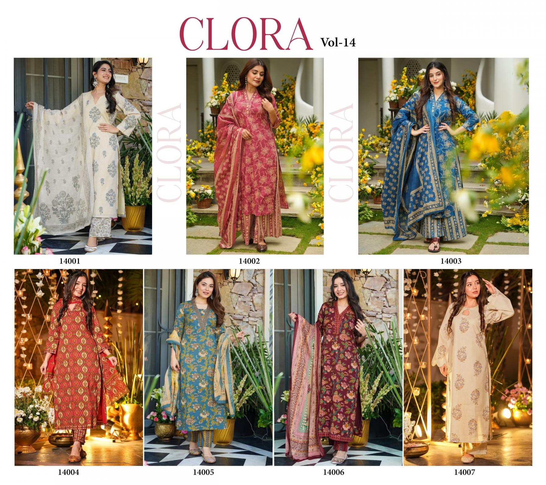 clora vol 14 readymade muslin luxurious plus size kurti plazzo with dupatta 