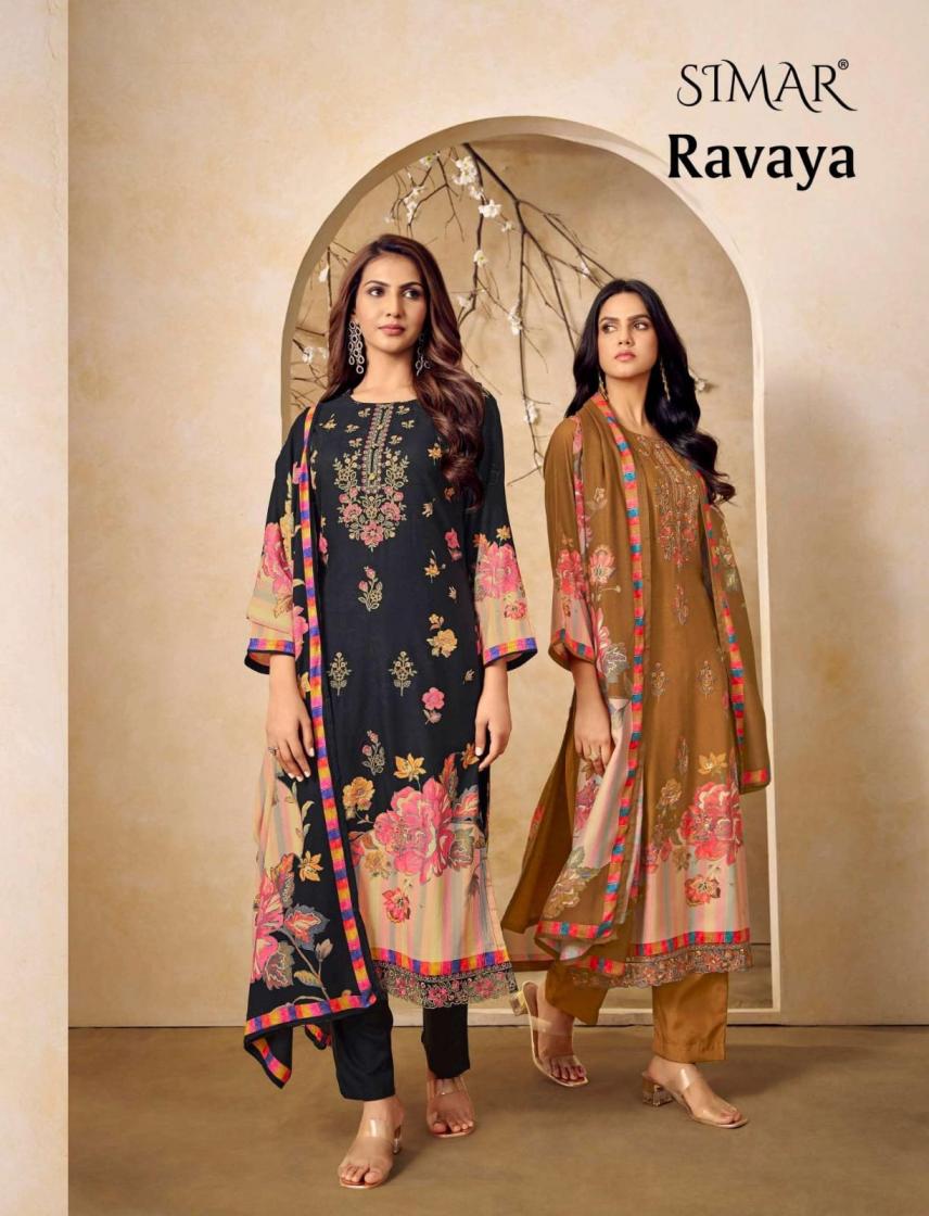 glossy simar ravaya 5113 colors viscose pashmina winter suit collection