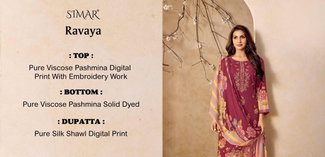 glossy simar ravaya 5113 colors viscose pashmina winter suit collection