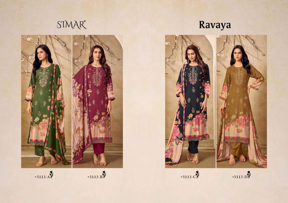 glossy simar ravaya 5113 colors viscose pashmina winter suit collection