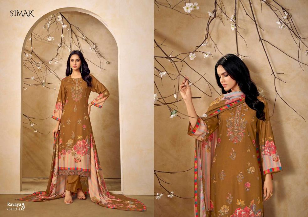glossy simar ravaya 5113 colors viscose pashmina winter suit collection