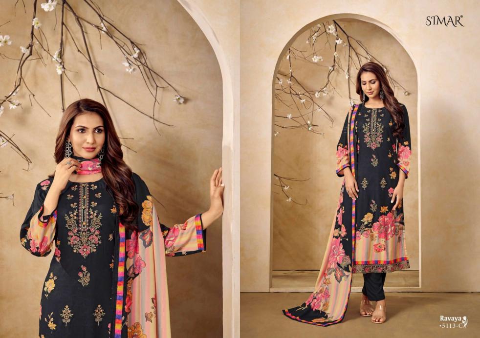 glossy simar ravaya 5113 colors viscose pashmina winter suit collection