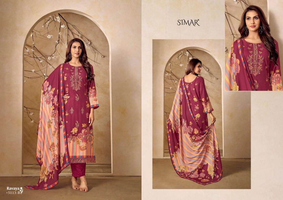 glossy simar ravaya 5113 colors viscose pashmina winter suit collection