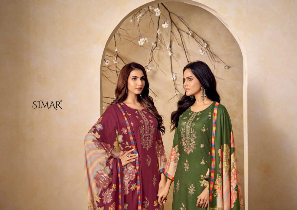 glossy simar ravaya 5113 colors viscose pashmina winter suit collection