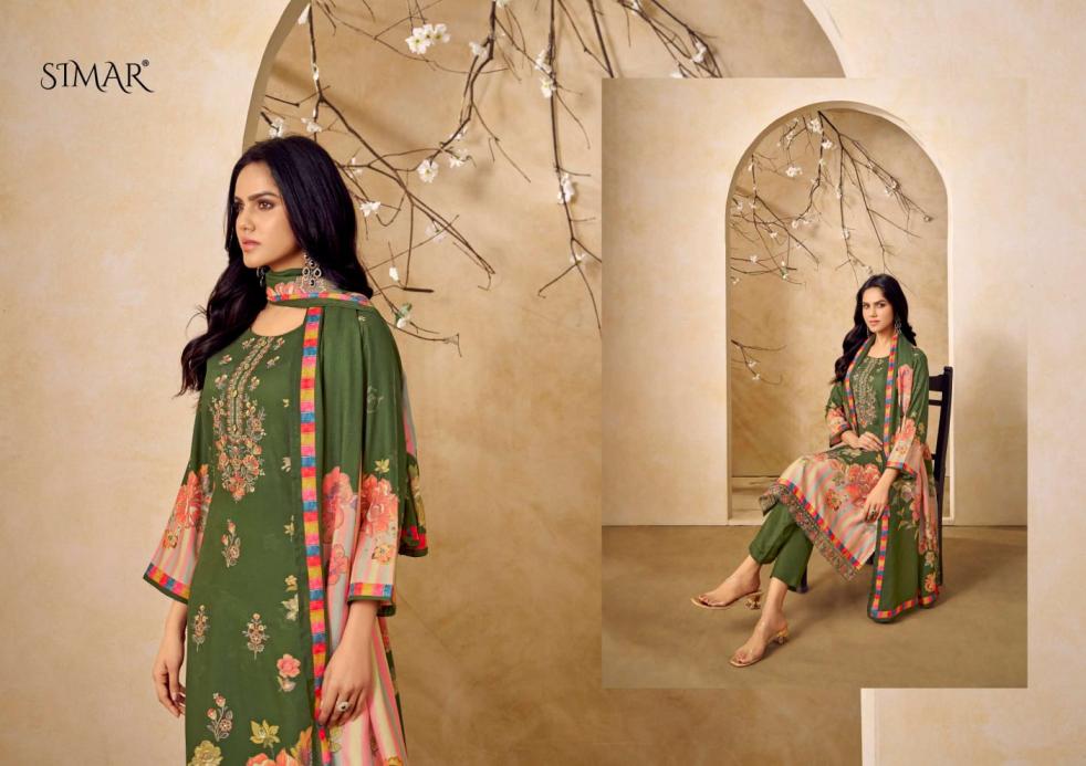 glossy simar ravaya 5113 colors viscose pashmina winter suit collection
