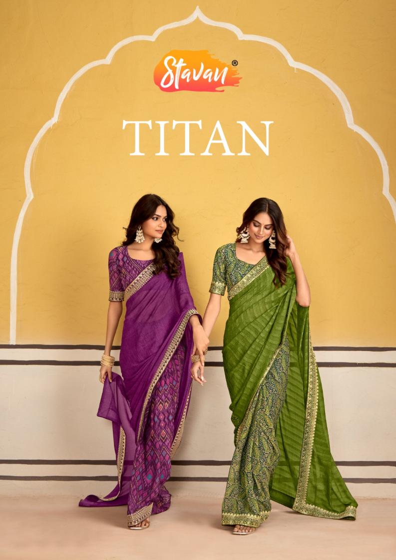 titan by stavan georgette embroidery work gorgeous look saree 