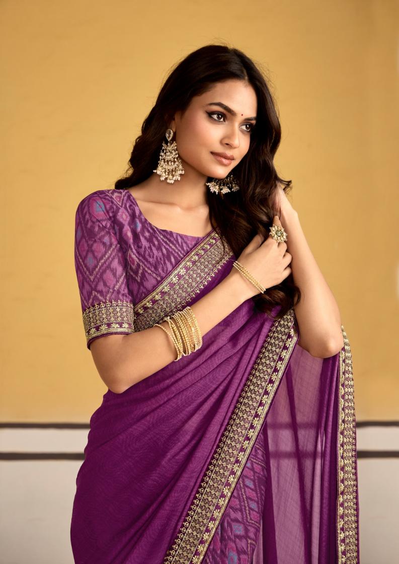 titan by stavan georgette embroidery work gorgeous look saree 