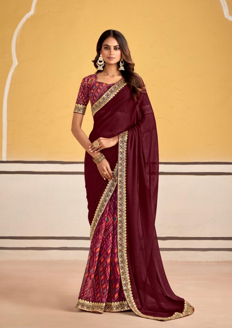 titan by stavan georgette embroidery work gorgeous look saree 