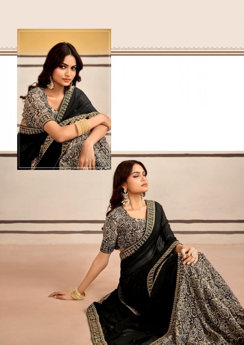 titan by stavan georgette embroidery work gorgeous look saree 