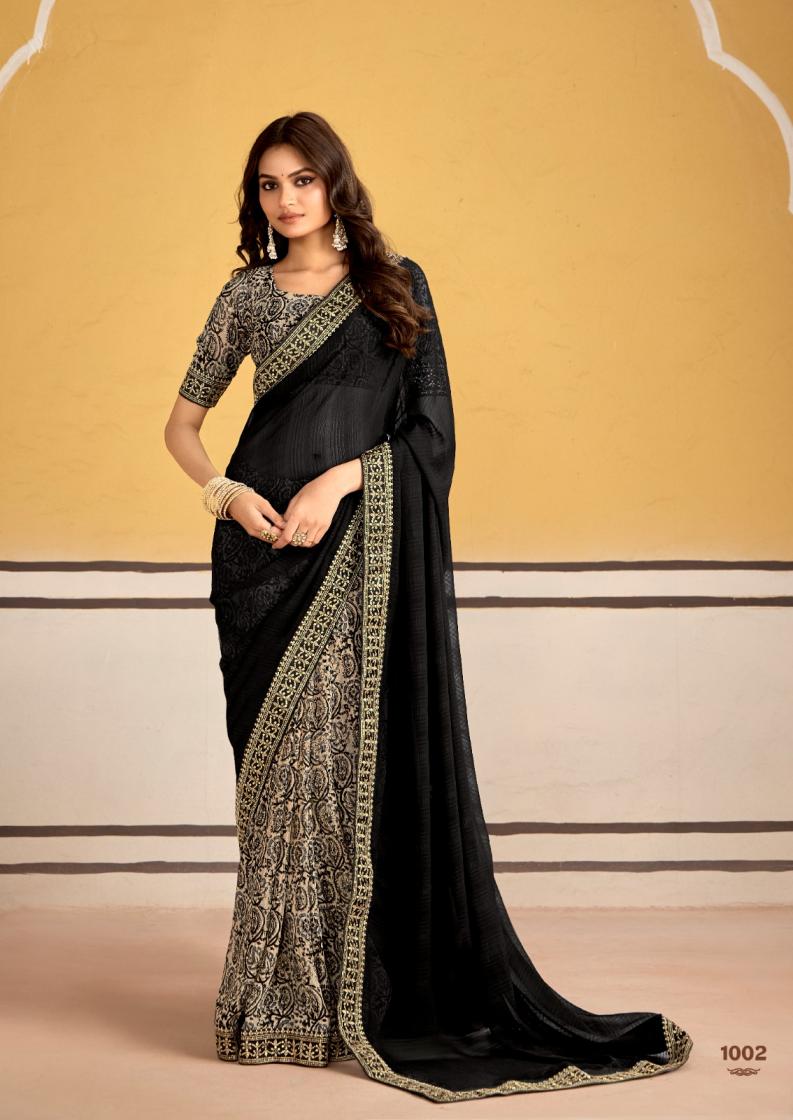 titan by stavan georgette embroidery work gorgeous look saree 