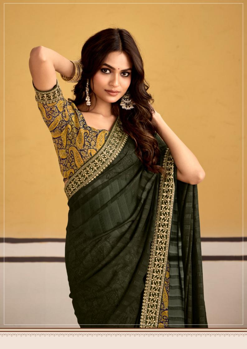 titan by stavan georgette embroidery work gorgeous look saree 