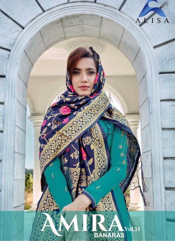 Alisa Amira Vol 11 Stylish Straight Designer Ethnic Wear Ladies Suits Banaras Dupatta