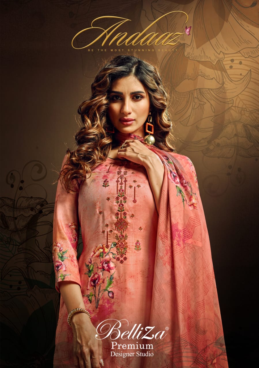 Andaaz By Belliza Jam Cotton Satin Exclusive Dress Materials