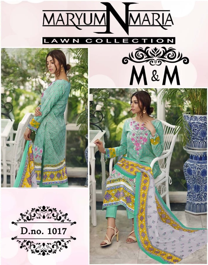 Maryum N Maria Pure Lawn Pakistani Dress Materials