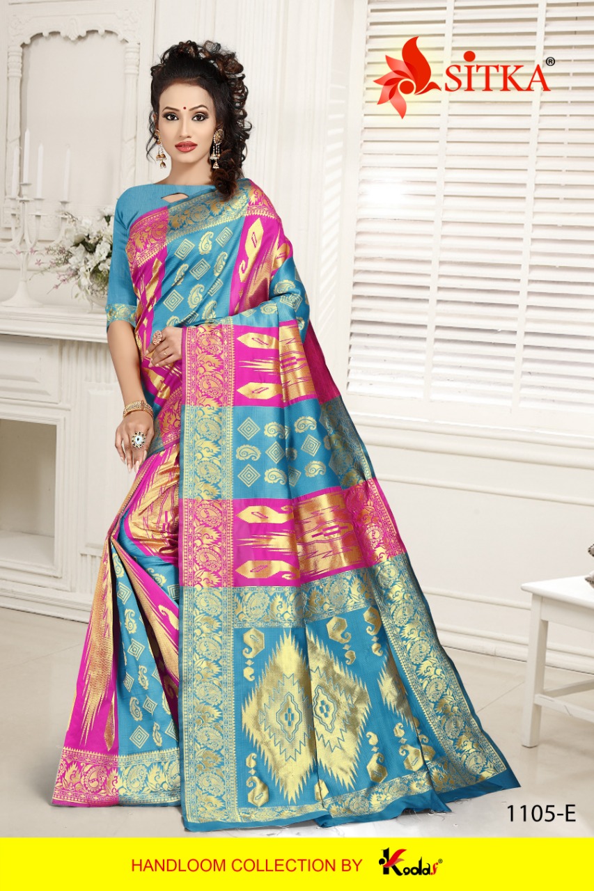 Sitka Natural Silk 1105 Handloom Cotton Silk Festival Wear Saree