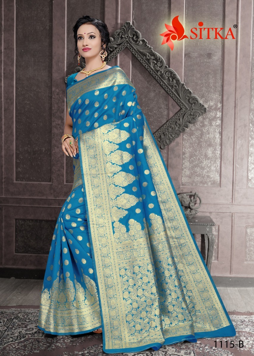 Kodas Sitka Shanai 1115 Cotton Silk Golden Zari Work Saree Wholesaler