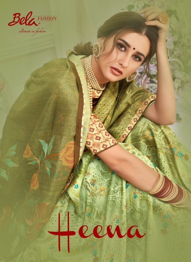 Bela Present Heena Silk Digital Print Traditional Wear Saree Collection