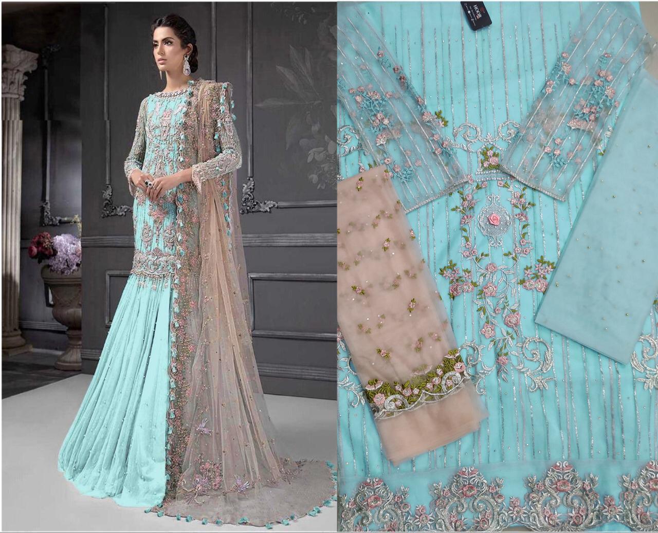 Hoor Tex Aynoor Colour Gold Vol 5 Heavy Net Party Wear Salwar Suit