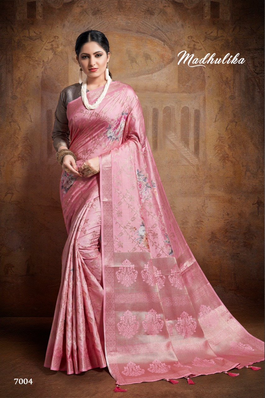 Kc Present Madhulika Jacquard Silk With Hand Dye Digital Printed Saree Collection