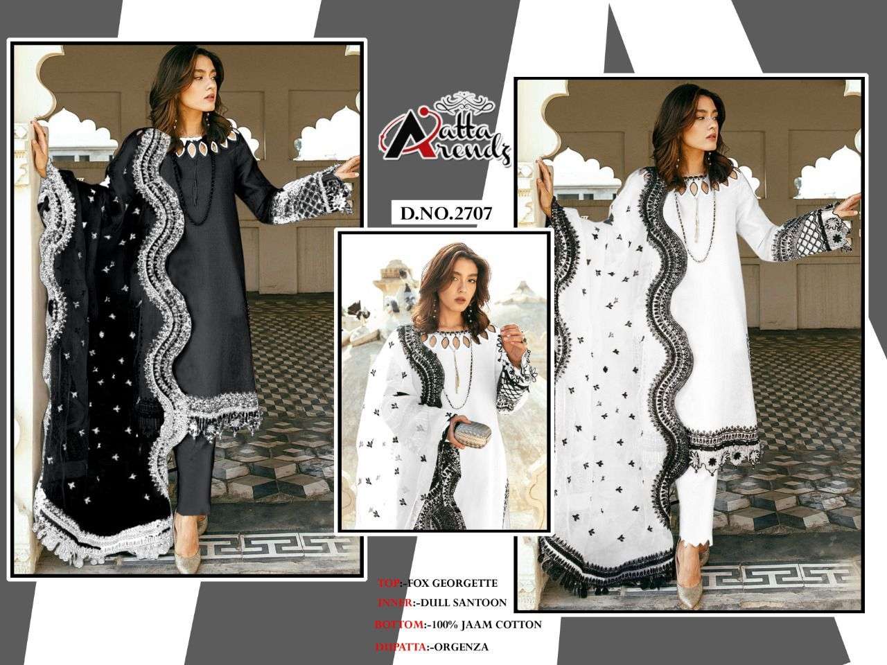atta trendz 2707 exclusive embroidery on georgette pakistani readymade suits