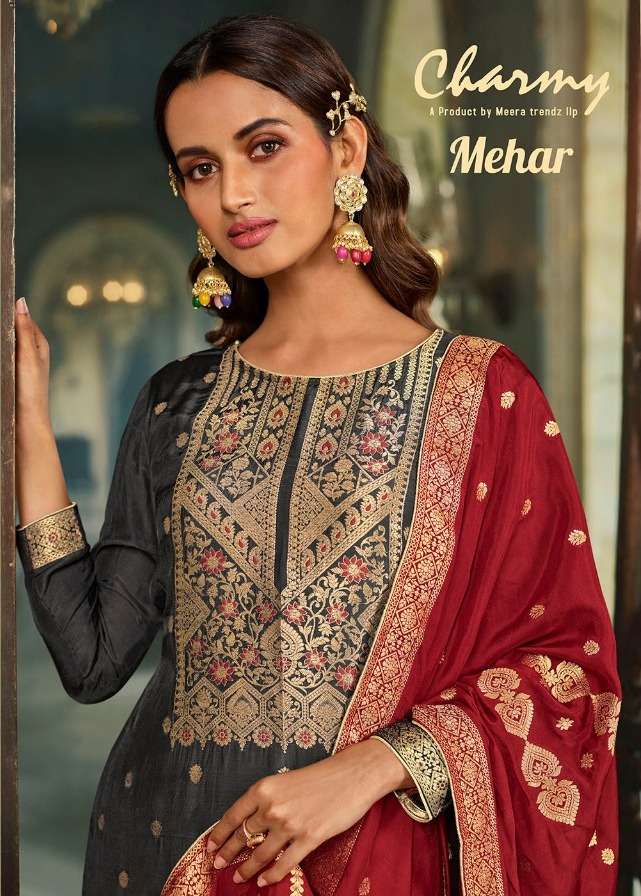 zisa mehar by meera trendz silk weaving jacquard indian dresses