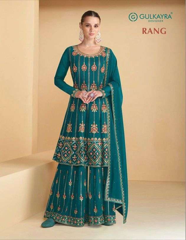 gulkayra present rang georgette embroidery readymade exclusive suits