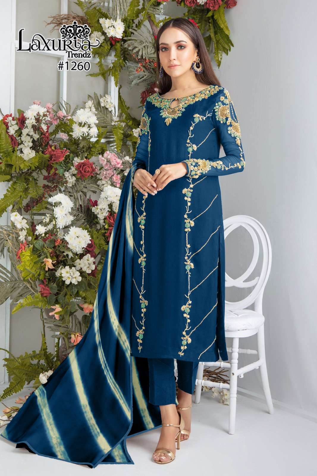 laxuria 1260 faux georgette readymade designer salwar suit 