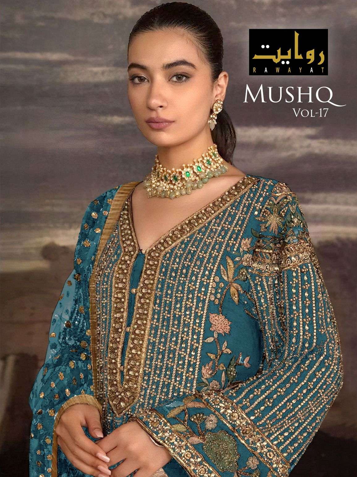 mushq vol 17 by rawayat heavy embroidered work pakistani salwar suit collection 