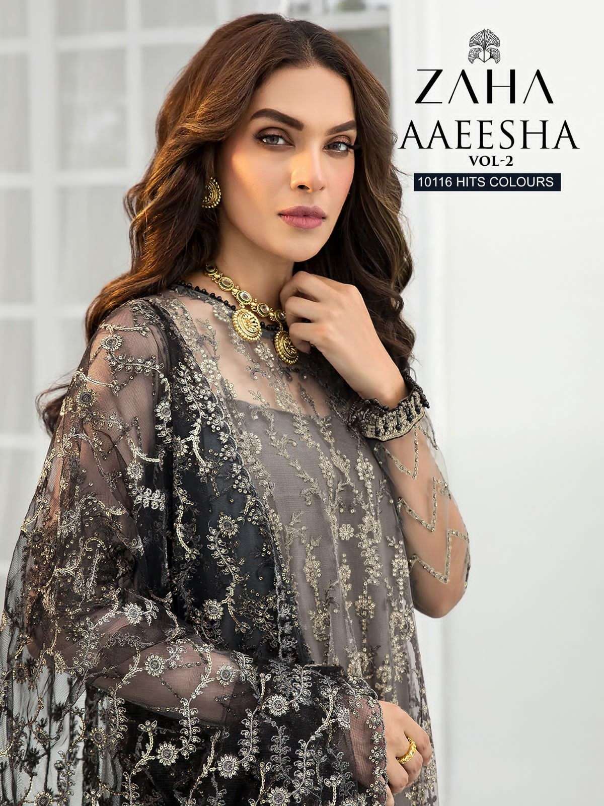 zaha aaeesha vol 2 10116 hits colours amazing designer work pakistani salwar kameez material 