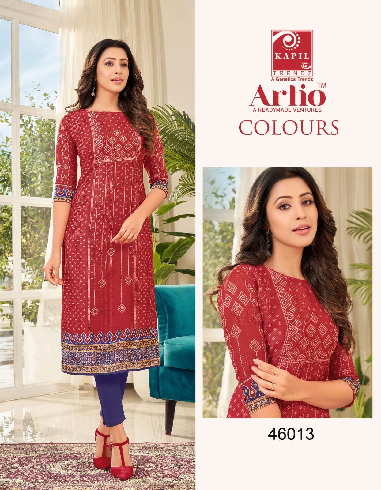 colours by artio kapil trendz adorable casual wear readymade kurtis wholesaler