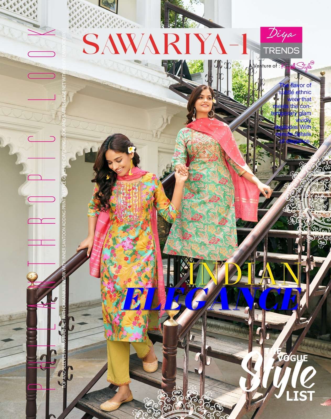 diya trends sawariya vol 1 fancy digital straight kurti with pant and jacquard dupatta catalog