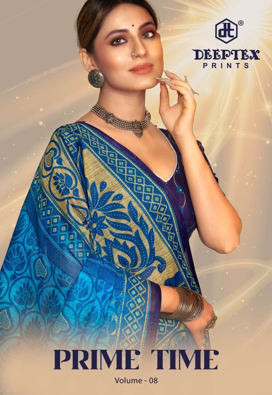 prime time vol 8 by deeptex prints amazing designs pure cotton sarees collection