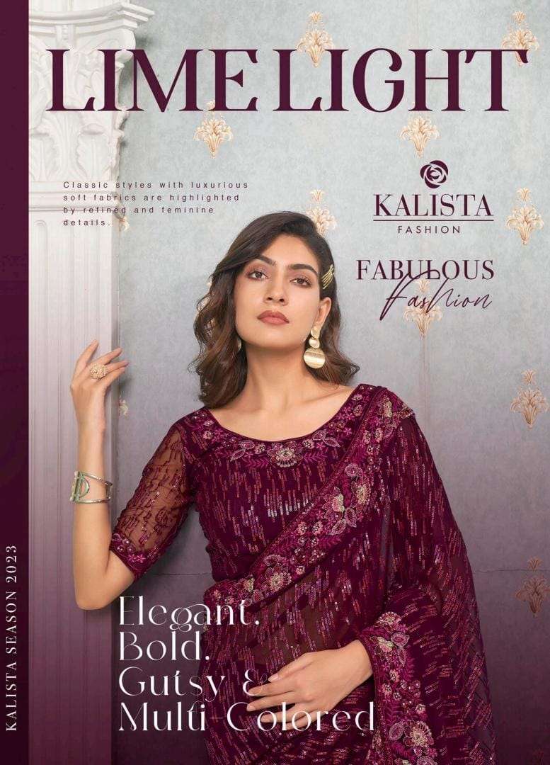 kalista fashion present lime light fancy sequence work georgette saree collection