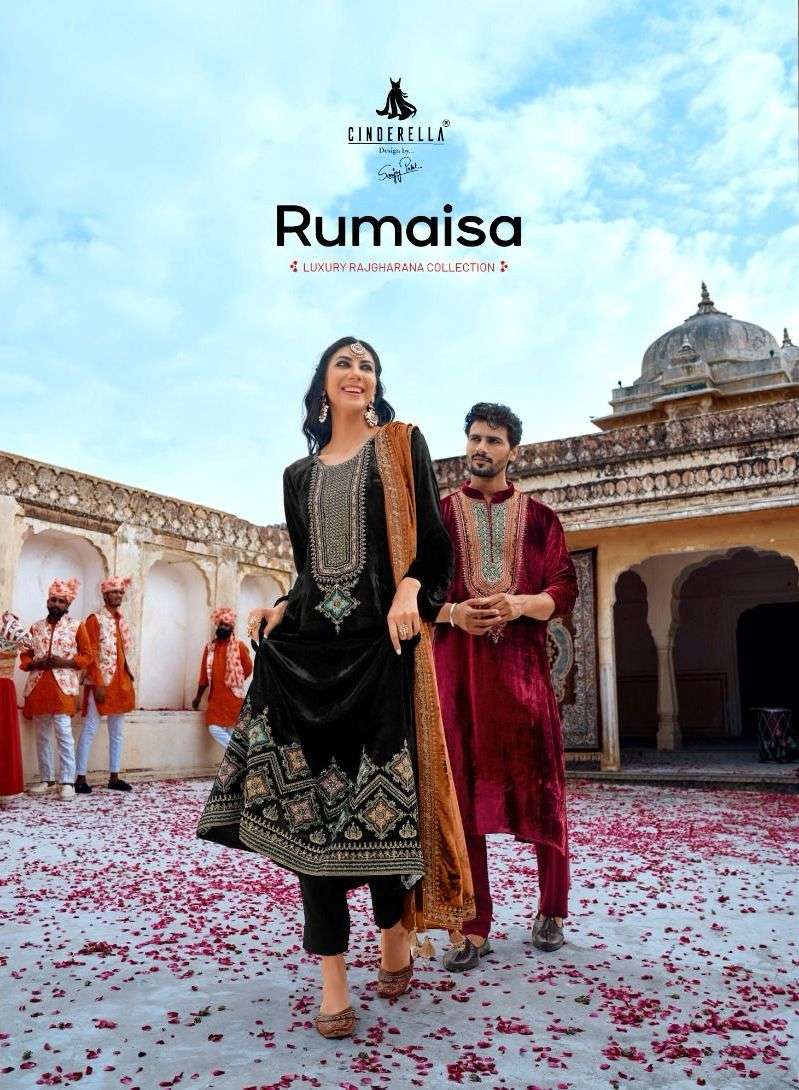 cinderella launch rumaisa luxury rajgharana winter wear viscose velvet designer 3 peice dress material