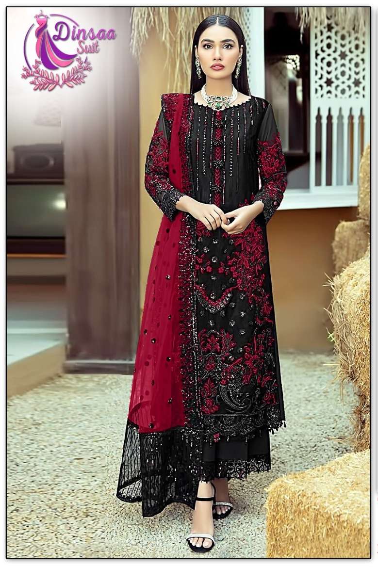 dinsaa 102 special design beautiful embroidery work pakistani suit material