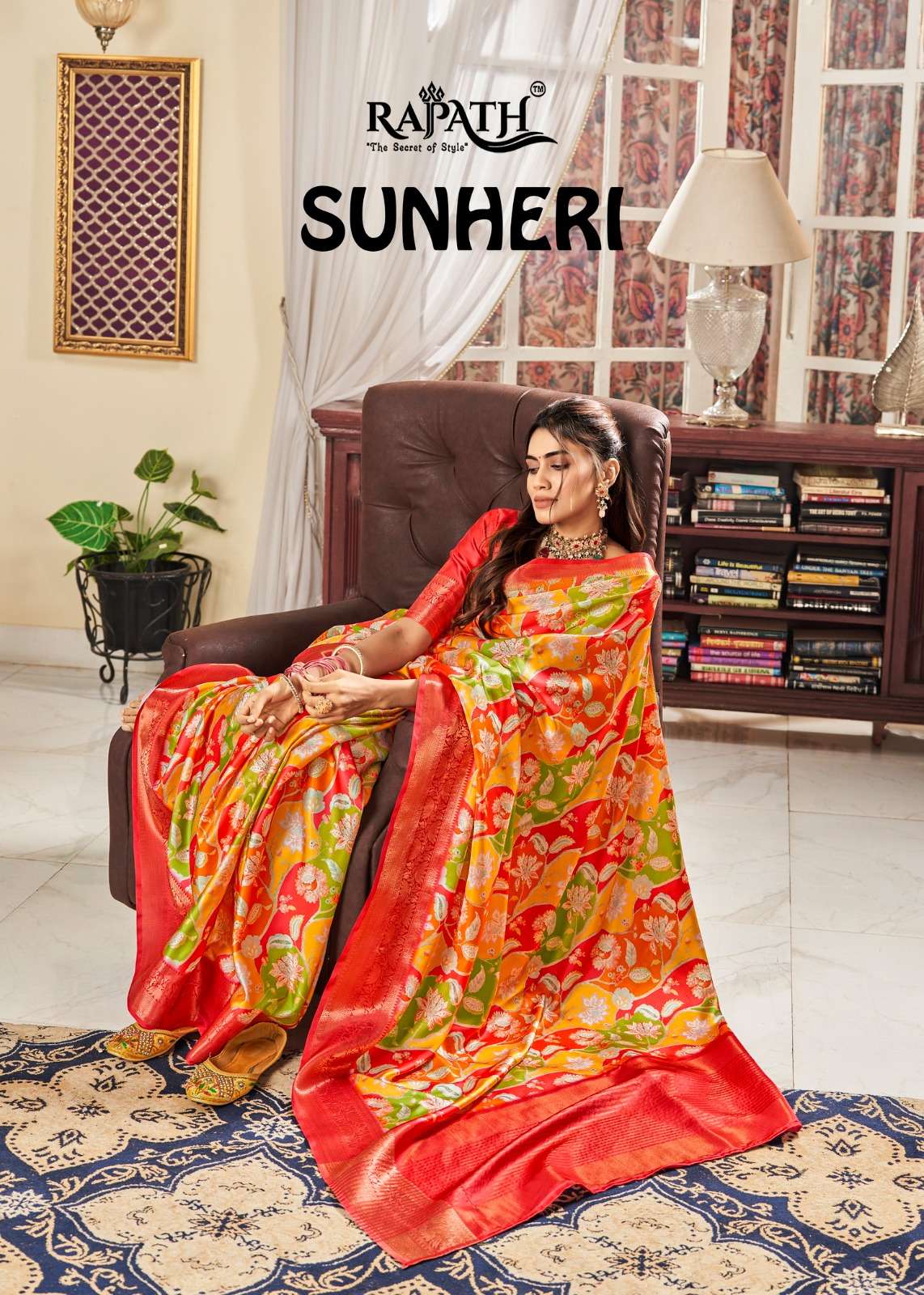 rajpath sunheri 165001-165008 series fantastic satin digital print sarees