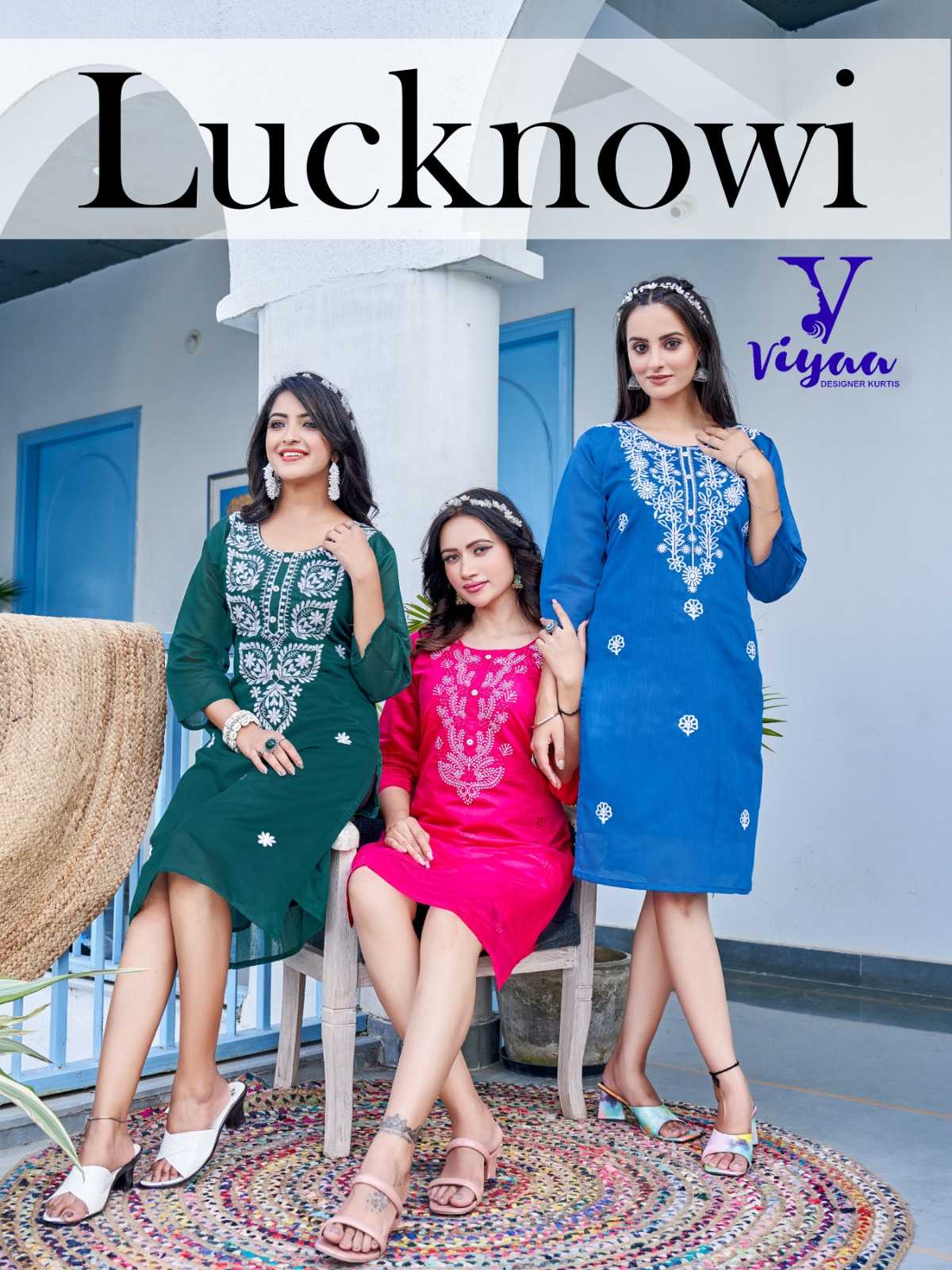 viyaa designer lucknowi vol 1 beautiful straight stitch kurti fancy designs
